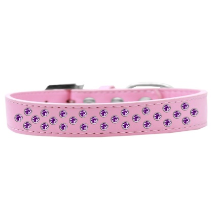 Sprinkles Dog Collar Purple Crystals Size 12 Light Pink