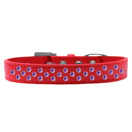 Sprinkles Dog Collar Purple Crystals Size 12 Red