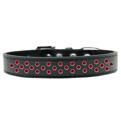 Sprinkles Dog Collar Red Crystals Size 12 Black