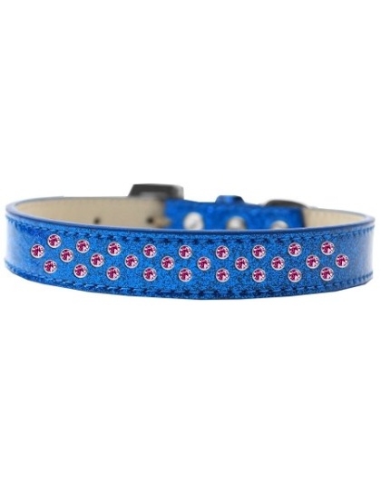 Sprinkles Ice Cream Dog Collar Bright Pink Crystals Size 12 Blue
