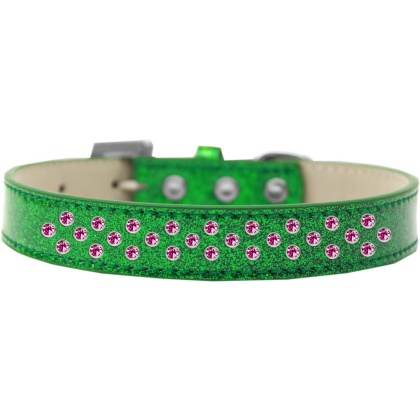 Sprinkles Ice Cream Dog Collar Bright Pink Crystals Size 12 Emerald Green
