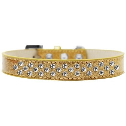 Sprinkles Ice Cream Dog Collar Clear Crystals Size 12 Gold
