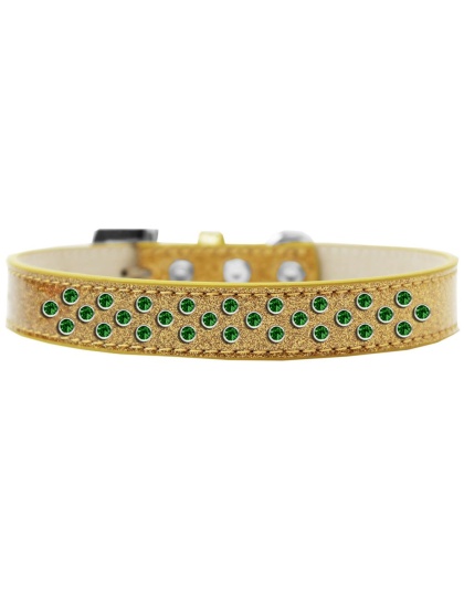 Sprinkles Ice Cream Dog Collar Emerald Green Crystals Size 12 Gold