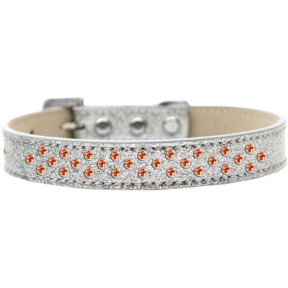 Sprinkles Ice Cream Dog Collar Orange Crystals Size 12 Silver
