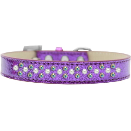 Sprinkles Ice Cream Dog Collar Pearl and AB Crystals Size 12 Purple