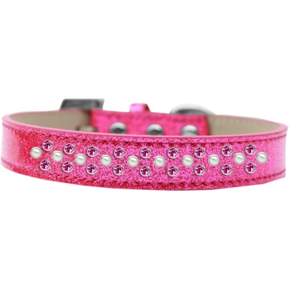 Sprinkles Ice Cream Dog Collar Pearl and Bright Pink Crystals Size 12 Pink