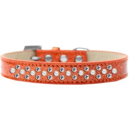 Sprinkles Ice Cream Dog Collar Pearl and Clear Crystals Size 12 Orange