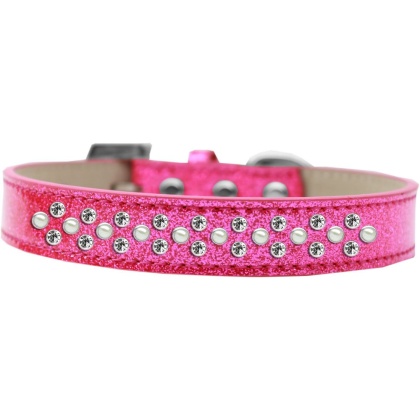 Sprinkles Ice Cream Dog Collar Pearl and Clear Crystals Size 12 Pink