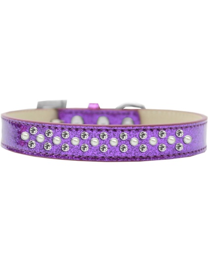 Sprinkles Ice Cream Dog Collar Pearl and Clear Crystals Size 12 Purple