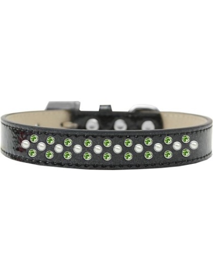 Sprinkles Ice Cream Dog Collar Pearl and Lime Green Crystals Size 12 Black