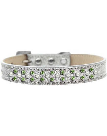 Sprinkles Ice Cream Dog Collar Pearl and Lime Green Crystals Size 12 Silver