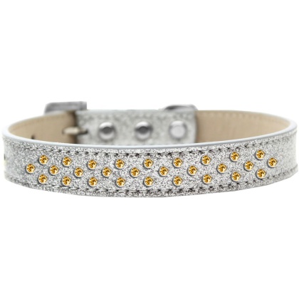 Sprinkles Ice Cream Dog Collar Yellow Crystals Size 12 Silver