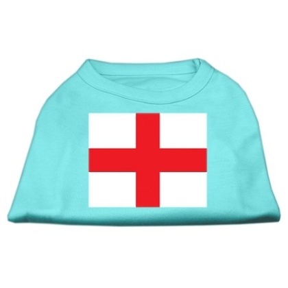 St George's Cross (English Flag) Screen Print Shirt Aqua Lg (14)
