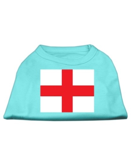 St George's Cross (English Flag) Screen Print Shirt Aqua Lg (14)