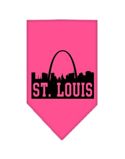 St Louis Skyline Screen Print Bandana Bright Pink Large