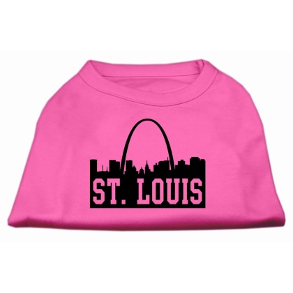 St Louis Skyline Screen Print Shirt Bright Pink Lg