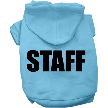 Staff Costume Screen Print Dog Hoodie Baby Blue Size XS