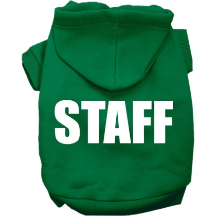 Staff Costume Screen Print Dog Hoodie Emerald Green Size XS