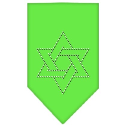 Star Of David Rhinestone Bandana Lime Green Large