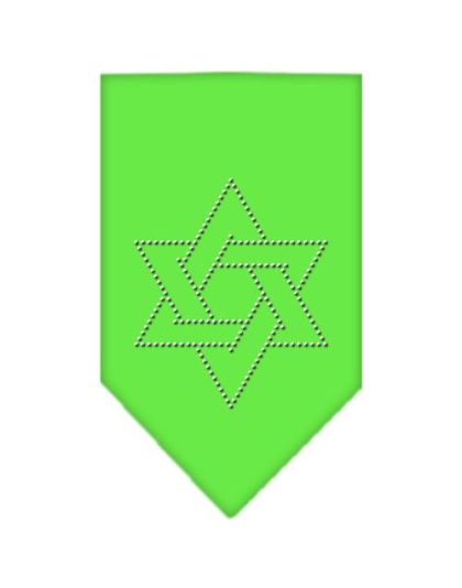 Star Of David Rhinestone Bandana Lime Green Large