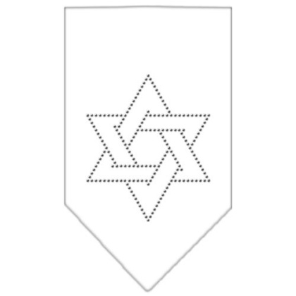 Star Of David Rhinestone Bandana White Large