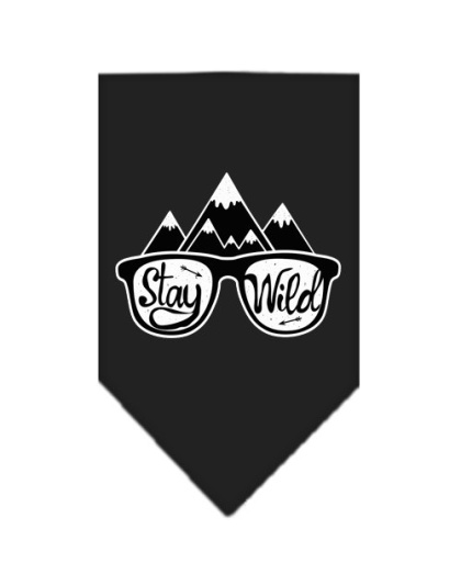 Stay Wild Screen Print Bandana Black Large