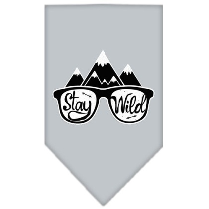 Stay Wild Screen Print Bandana Grey Large