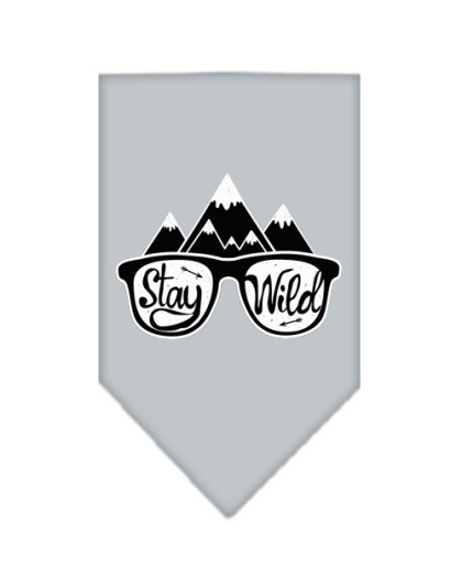 Stay Wild Screen Print Bandana Grey Large