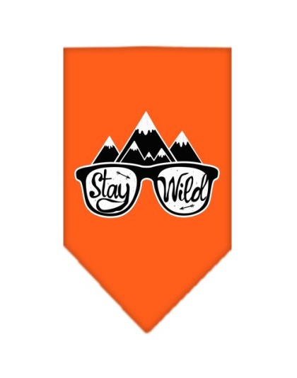 Stay Wild Screen Print Bandana Orange Large