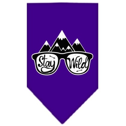 Stay Wild Screen Print Bandana Purple Large