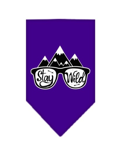 Stay Wild Screen Print Bandana Purple Large