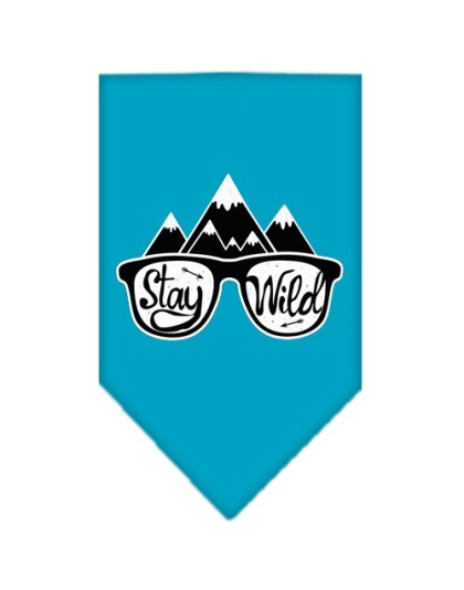 Stay Wild Screen Print Bandana Turquoise Large