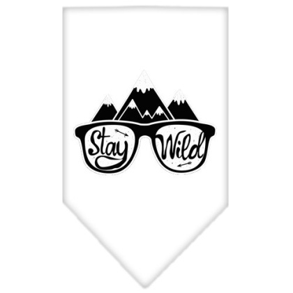 Stay Wild Screen Print Bandana White Large