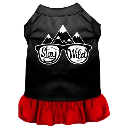 Stay Wild Screen Print Dog Dress Black with Red Lg