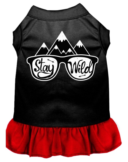 Stay Wild Screen Print Dog Dress Black with Red Lg