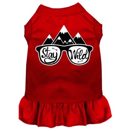 Stay Wild Screen Print Dog Dress Red 4X (22)