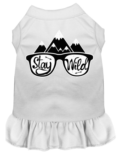 Stay Wild Screen Print Dog Dress White 4X (22)