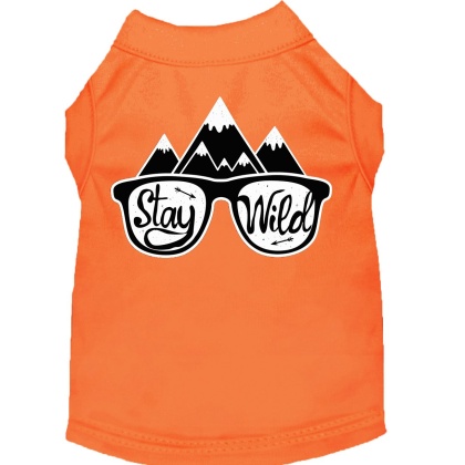 Stay Wild Screen Print Dog Shirt Orange Lg