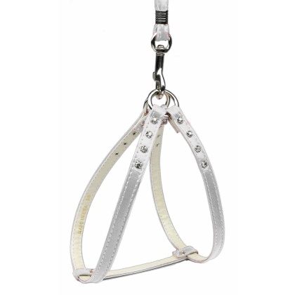 Step-In Harness White w/ Clear Stones 10