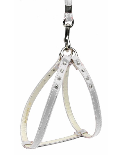 Step-In Harness White w/ Clear Stones 10