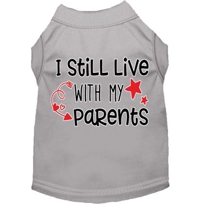 Still Live with my Parents Screen Print Dog Shirt Grey Lg