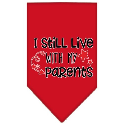 Still Live with my Parents Screen Print Pet Bandana Red Large