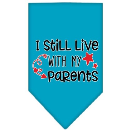 Still Live with my Parents Screen Print Pet Bandana Turquoise Large
