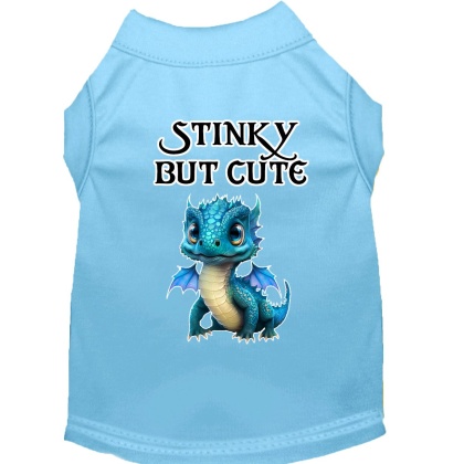 Stinky but Cute Dragon Screen Print Dog Shirt Baby Blue XS (8)
