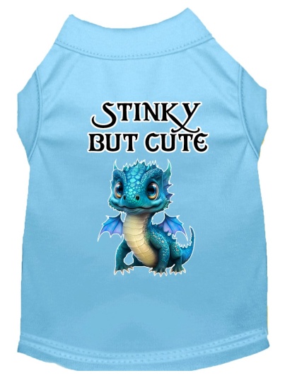 Stinky but Cute Dragon Screen Print Dog Shirt Baby Blue XS (8)