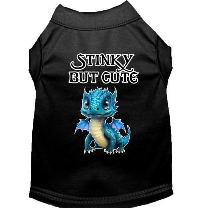 Stinky but Cute Dragon Screen Print Dog Shirt Black XS (8)