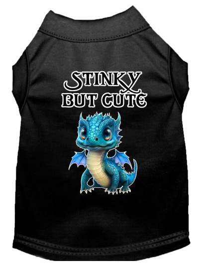 Stinky but Cute Dragon Screen Print Dog Shirt Black XS (8)