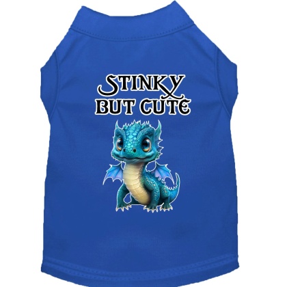 Stinky but Cute Dragon Screen Print Dog Shirt Blue XS (8)