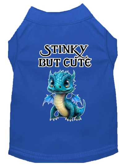 Stinky but Cute Dragon Screen Print Dog Shirt Blue XS (8)