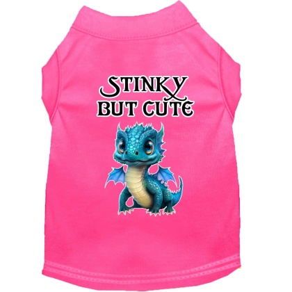 Stinky but Cute Dragon Screen Print Dog Shirt Bright Pink XS (8)